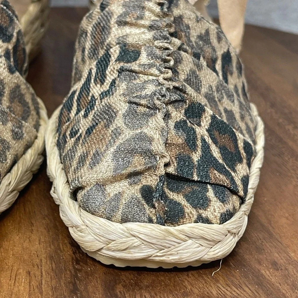 Stuart Weitzman Shoes 5.5 M Cheetah Print Espadrilles Denia‎ Lace Up Ankle Strap